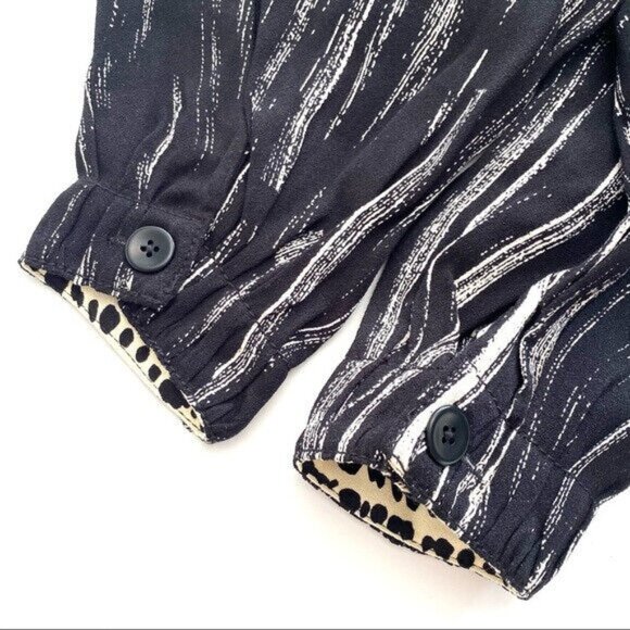 $375 PROENZA Schouler PRINTED GEORGETTE LONG SLEEVE TIE NECK BLOUSE * US 10 - Picture 4 of 7